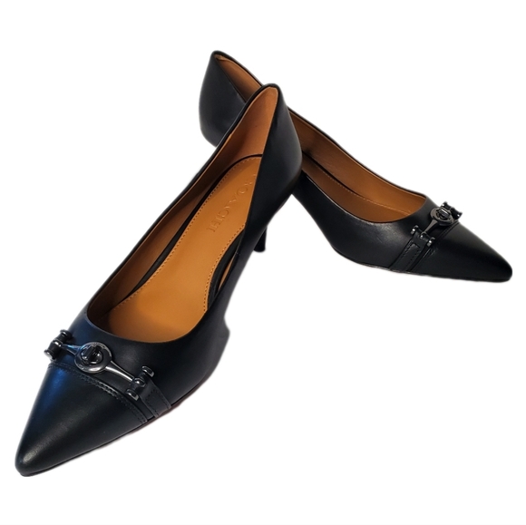 COACH NWB Lauri Pointed-Toe Pump Black with Signature Turnlock Hardware Sz 7.5 - Picture 8 of 9